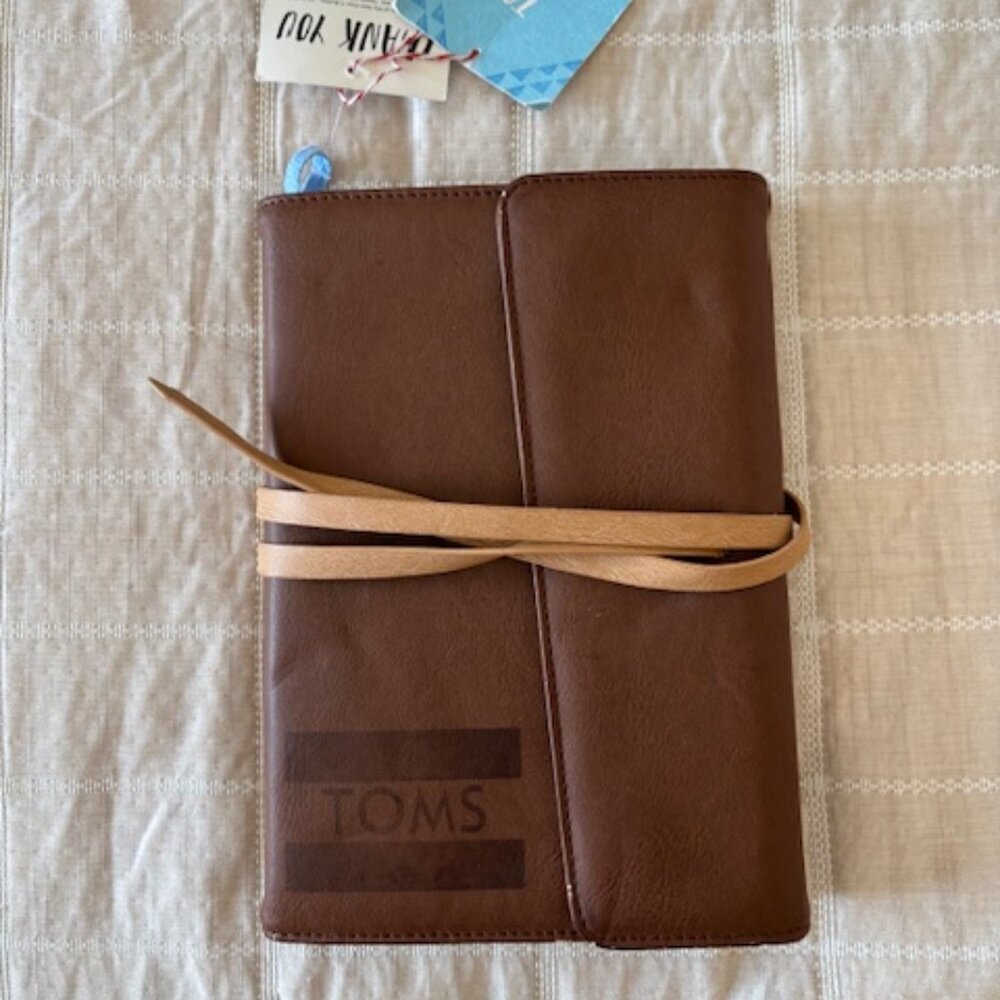 TOMS Tri Fold Leather Notebook NWT